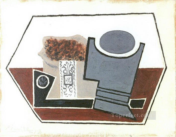 Glass pipe and tobacco packet 1914 cubism Pablo Picasso Oil Paintings